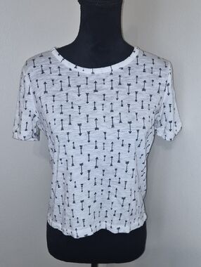 Aeropostale White Tee with Black Arrow Motif